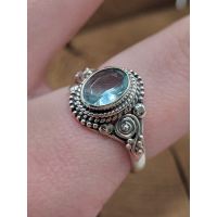 Echt zilveren Ring met Topaas maat 17